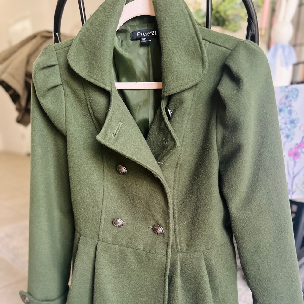 Forever 21 Olive green coat Sz s